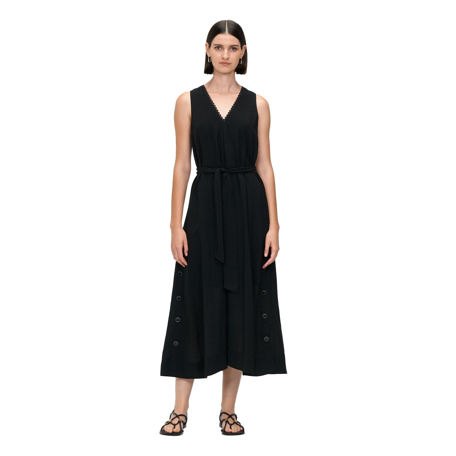 Veronika Maine Textured Viscose V Neck Dress